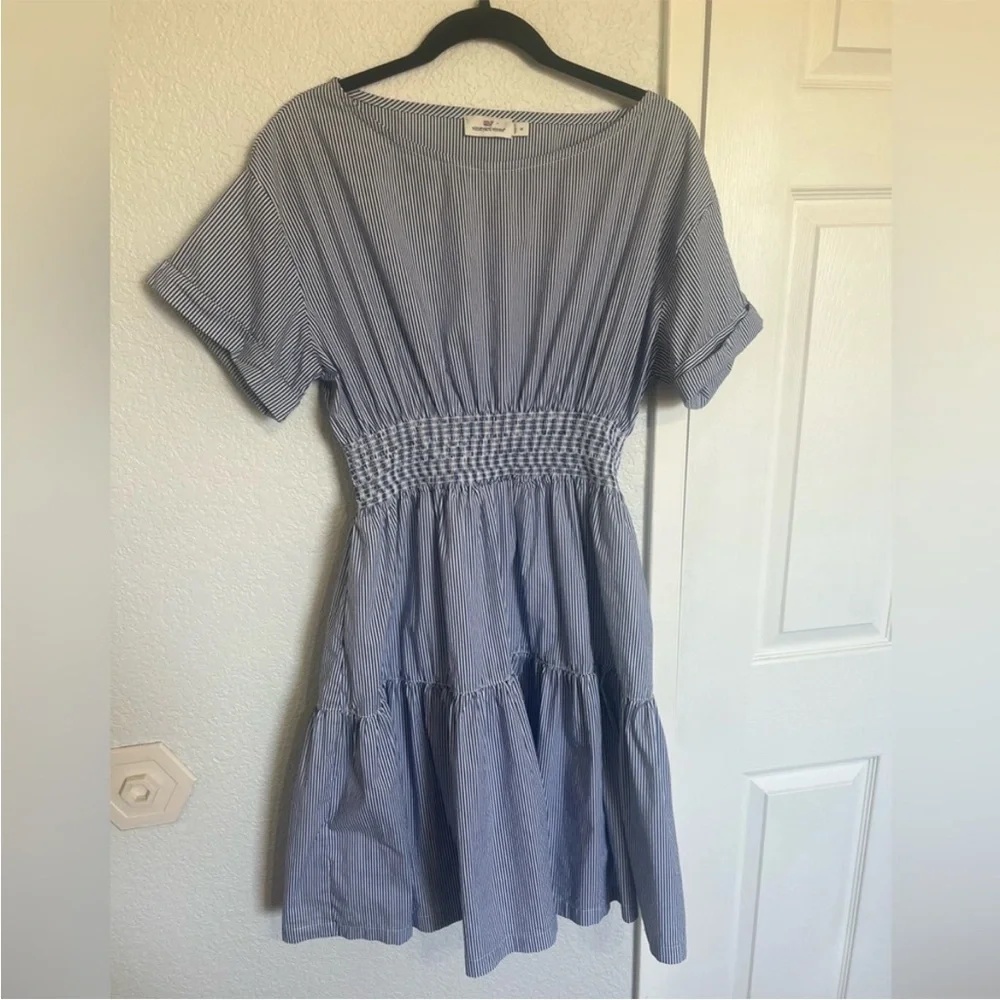 Vineyard Vines Smocked Waist Fit & Flare Striped Dress - Picture 4 of 12